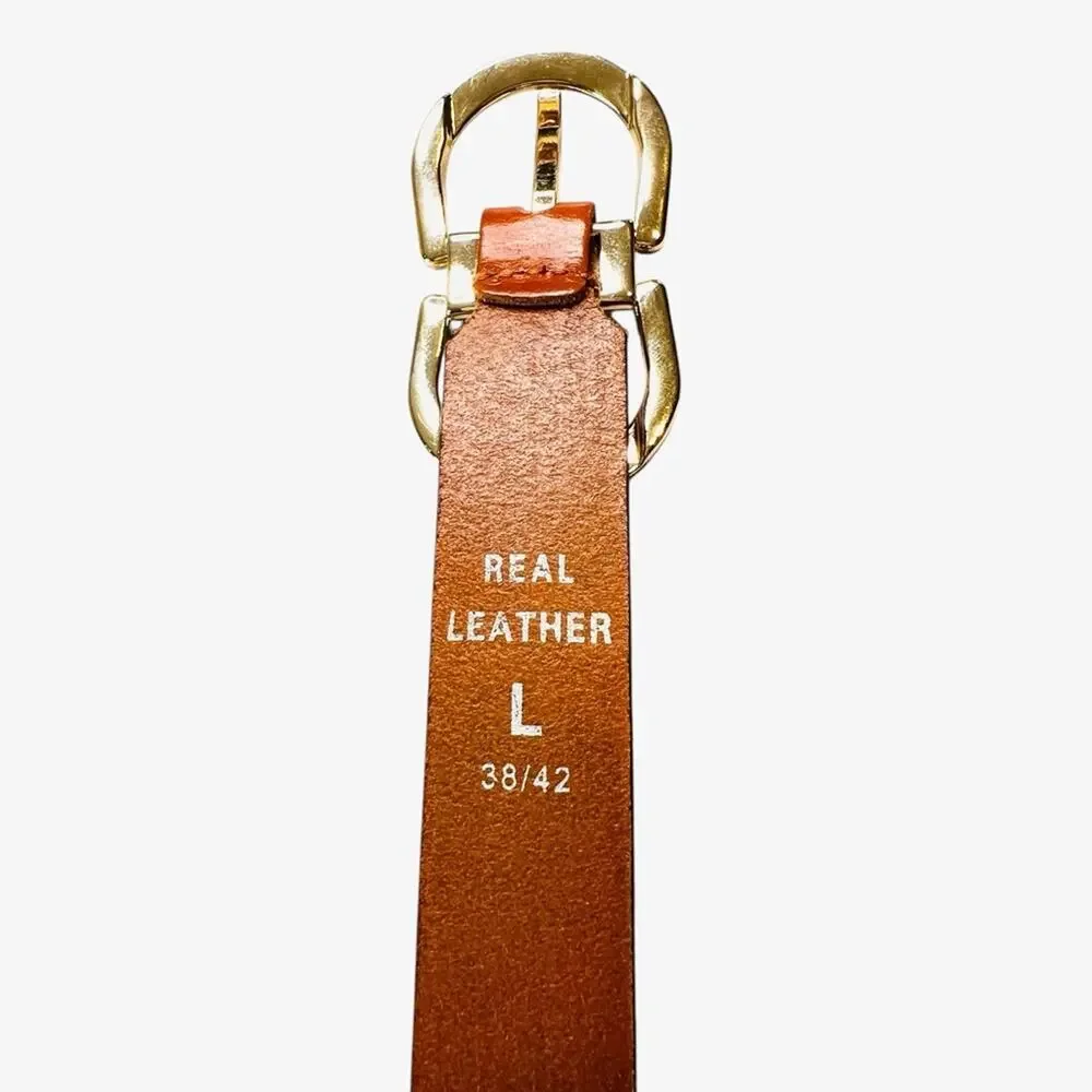 Osprey London Womens Skinny Mixed Braided Leather Belt Gold-Tone Buckle L 38/42